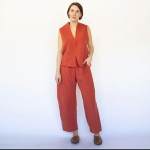 Hackwith Design House Slit Tank in rust linen